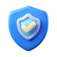 3D Blue Shield with Check Mark Icon on a Transparent Background on a transparent background png