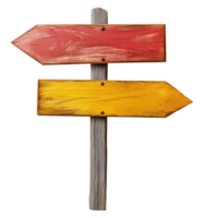 Signboard with two arrows showing different directions, isolated on transparent background png
