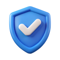 3D Blue Shield with White Check Mark on a Transparent Background on a transparent background png