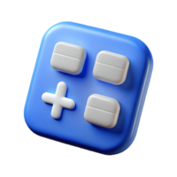 3d azul calculadora ícone com branco botões em uma transparente fundo em uma transparente fundo png
