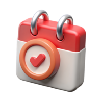 3D Rendered Calendar Icon with Check Mark Red and White Design on a Transparent Background on a transparent background png