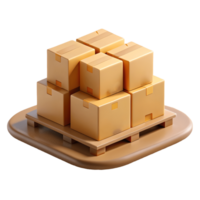 Stack of cardboard boxes on a wooden pallet perfect for logistics and shipping concepts isolated on a transparent background png
