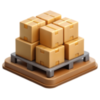 Stack of cardboard boxes on a pallet perfect for logistics and shipping concepts isolated on a transparent background png