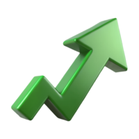 3D Green Upward Arrow Symbol on a Transparent Background on a transparent background png