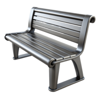Modern sleek metal park bench with curved backrest and seat designed for urban settings isolated on a transparent background png