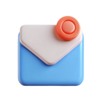 3D Rendered Blue Envelope with Orange Notification Dot Symbolizing New Email or Message Alert on a transparent background png