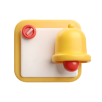 3D Notification Icon with Yellow Bell and Red Dot on a transparent background Perfect for UI Design png