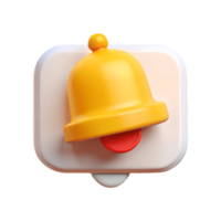 3D Notification Bell Icon on a transparent background Modern and Minimalistic Design for User Interface Elements png