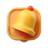 3D Yellow Bell Notification Icon on a transparent background Modern and Minimalistic Design for App or Website Alerts png