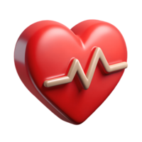 Red heart with a golden heartbeat line symbolizing health and vitality on a transparent background png