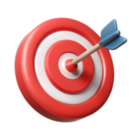 3D Rendered Red and White Target with Blue Arrow Hitting the Center Symbolizing Precision and Accuracy on a Transparent Background on a transparent background png