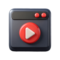 3D Rendered Play Button Icon on a Transparent Background on a transparent background png