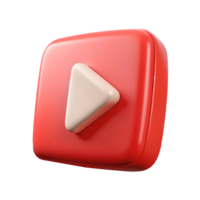 3D Rendered Red Play Button Icon on a transparent background, , Perfect for Media and Technology Concepts png