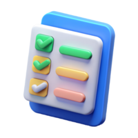 3D Checklist Icon with Colorful Checkmarks on a Transparent Background, on a transparent background, png