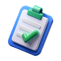 3D Blue Clipboard with Green Checkmark on transparent background, , Symbolizing Approval or Completion in a Clean, Modern Design png