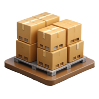 Stack of cardboard boxes on a pallet, perfect for logistics and shipping concepts, isolated on a transparent background, . png