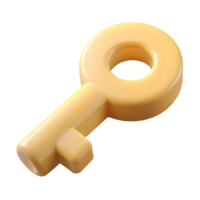 3D Golden Key Icon on a transparent background, , Symbolizing Security and Access in Modern Design png