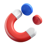 Red and blue 3D magnetic elements on a transparent background, , perfect for science and technology illustrations. png