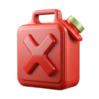 Red fuel canister with a large X symbol on a transparent background, , 3D rendering. png