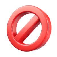 3D Rendered Red Prohibition Sign Isolated on a Transparent Background, on a transparent background, png