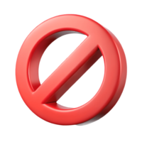 3D Rendered Red Prohibition Sign on a transparent background, , Perfect for Warning and Restriction Symbols in Design Projects png