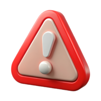 3D Rendered Red Triangle Warning Sign with Exclamation Mark on a transparent background, , Ideal for Safety Notices and Alerts. png