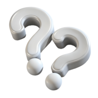 3D Rendered Large White Question Marks on a Transparent Background, on a transparent background, png