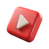 3D Rendered Red Play Button Icon on a transparent background, , Perfect for Multimedia Interfaces and Applications png