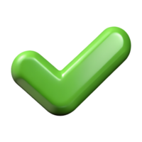 3D rendering of a Green Check Mark Symbol Isolated on transparant Background png