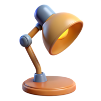 3D Render of a Stylized Table Lamp with Warm Lighting on Transparant Background png