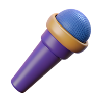 3D Render of a microphone with a combination of blue purple and gold colors on Transparant background design for broadcasting podcast png
