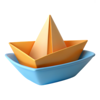 A captivating 3D rendering of a paper boat, symbolizing dreams and adventure, evokes a sense of minimalist charm png