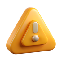 3D Render of an Orange Warning Sign with Exclamation Point on Black Background - Alert Notification Symbol png