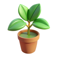 Cute 3D Potted Plant Illustration for Home Decor and Gardening Projects png