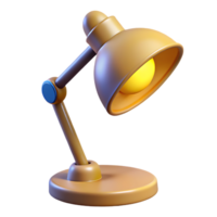 A Golden Table Lamp Shining on a Transparant Background in 3D Render png