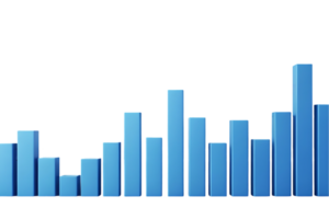 Abstract blue bar graph, data visualization chart png