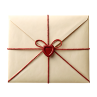 Cream envelope tied with red string and heart shaped seal. png
