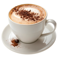 A cup of cappuccino with cocoa powder. png