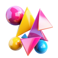 3d rendido geométrico formas com elétrico cores e angular precisão, isolado em transparente fundo png