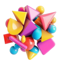 3D rendered geometric shapes in vibrant tones and forms, isolated and dramatic, Isolated on transparent Background png