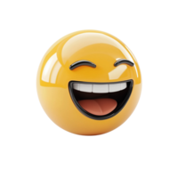 3D Emoji Featuring a Laughing Face with Closed Eyes and Open Mouth on Transparent Background png