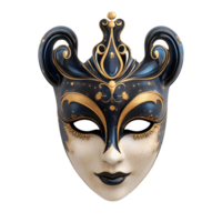 A 3D realistic carnival face mask featuring elegant patterns and vibrant hues, isolated on transparent background png
