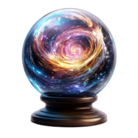 3D Crystal Ball with Mystical Energy Swirling Around Isolated on a Transparent Background png