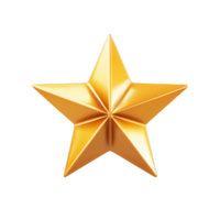 Golden Yellow 3D Star Emoji with Sharp Points and Shine, Isolated on Transparent Background png