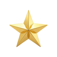 Shiny 3D Golden Yellow Star Emoji with Sharp Points, Isolated on Transparent Background png