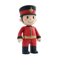 Friendly 3D Cartoon Style Toy Soldier with Oversized Uniform, Isolated on Transparent Background png