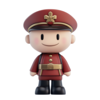 Cheerful 3D Cartoon Style Toy Soldier with Oversized Uniform and Friendly Face, Isolated on Transparent Background png