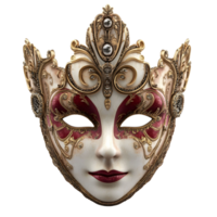A 3D realistic carnival face mask with intricate details, colorful patterns, and bold features isolated on transparent background png