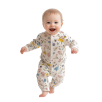 Baby Taking Their First Steps with a Joyful Smile Wearing a Cute Onesie Isolated on Transparent Background png