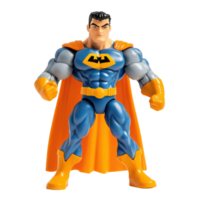 Powerful 3D Cartoon Style Superhero Action Figure with Exaggerated Muscles and Confident Pose, Isolated on Transparent Background png